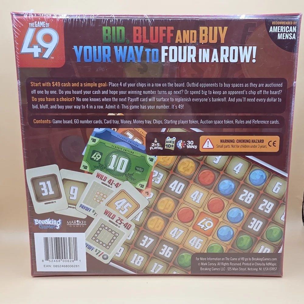 The Game of 49 Strategic Board Game Ages 10+ 2-5 Players Breaking Games